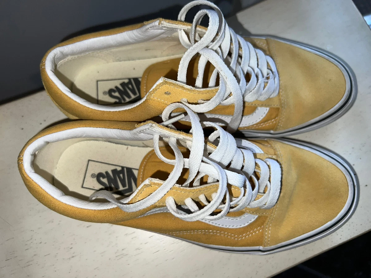 Vintage Vans Off The Wall Leather and Canvas Sneakers Gold m7 w 8.5