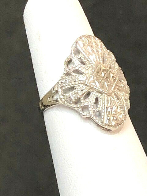 ANTIQUE DIAMOND RING WHITE GOLD RING SOLID GOLD R… - image 5