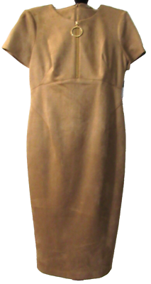 NWT Designer Calvin Klein Ladies Dress, Size 10 in "Luggage" Faux Suede |  eBay