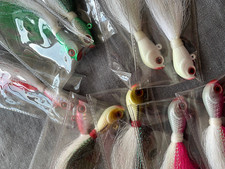 10 PREMIUM ULTRA MINNOW BUCKTAIL JIGS, 1oz. FOR FLUKE, STRIPERS, BLUEFISH, ETC