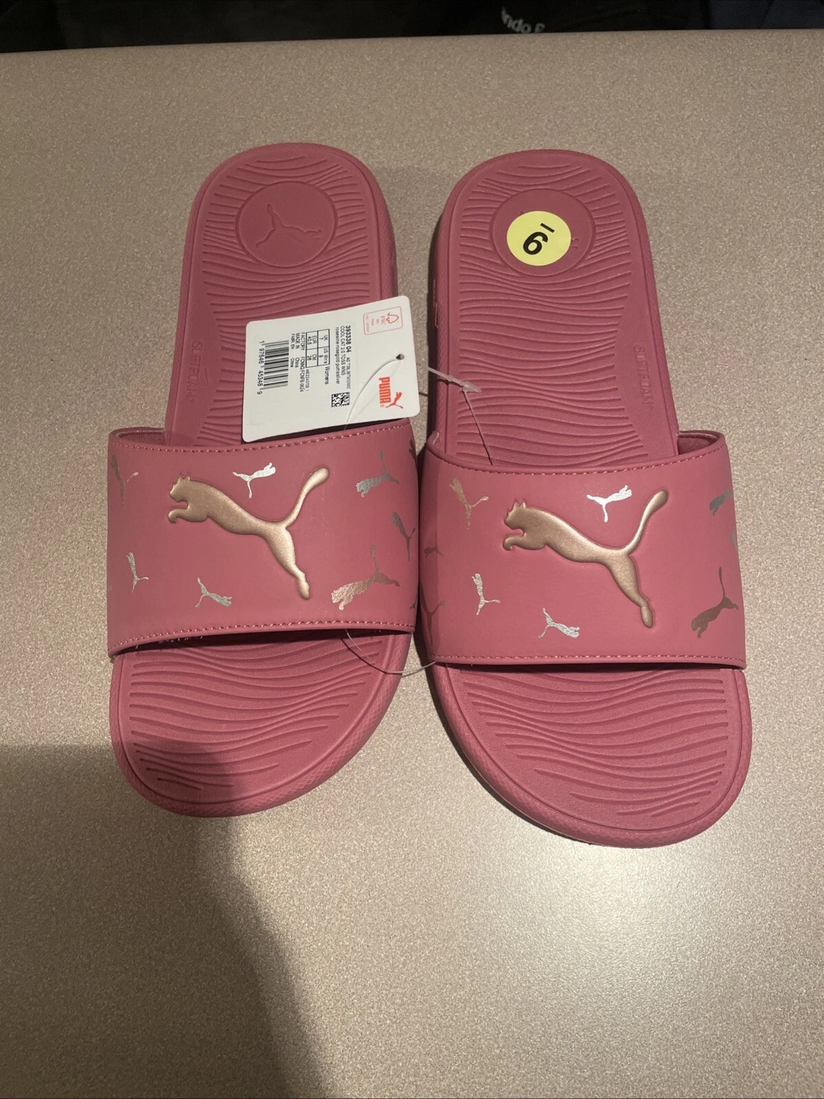 Nuovi sandali PUMA donna cool gatto slide taglia 9 rosa comodi slip on doccia piscina