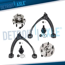 6pc 4WD Front Wheel Hubs Bearings Upper Control Arms for Silverado 1500 Tahoe