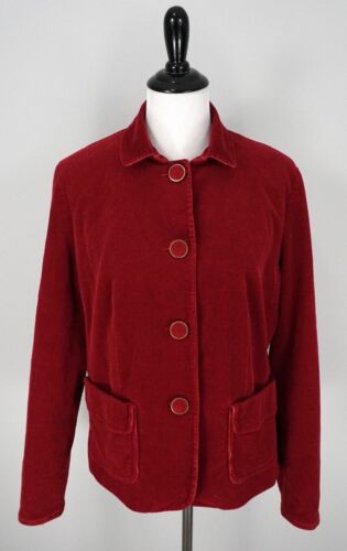 Talbots Red Corduroy Button Up Blazer Coat Jacket 