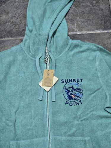 FAHERTY MENS BEACH FLEECE ZIP HOODIE LAGOON TEAL SIZE 2XL $178 zip front - Picture 3 of 4