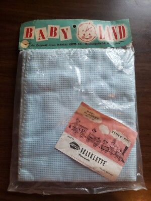 NIP Baby Land Velvelette Baby Blanket Flannelette Blue Plaid 30x36 New Vintage 