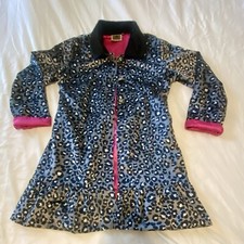 VINTAGE COUTURE Blk/White Leopard Coat Pink Satin Lining SparkleButtons LARGE