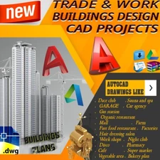 121 AUTOCAD DRAWINGS DWG FILES 2D FOR TRADE &WORKPLACE BUILDINGS DESIGN PROJECTS