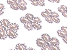 CraftbuddyUS CB060 12pcs 25MM Self AdhesIve Diamante  Pearl Flower Rhinestones