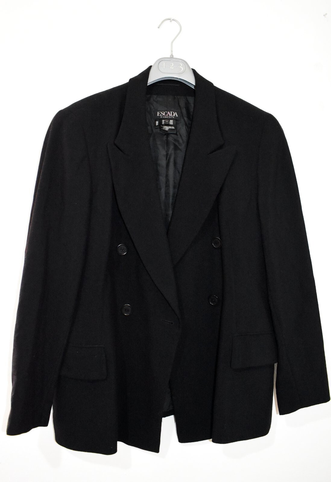 Escada Elements Wool Blend Black Double Breasted … - image 1