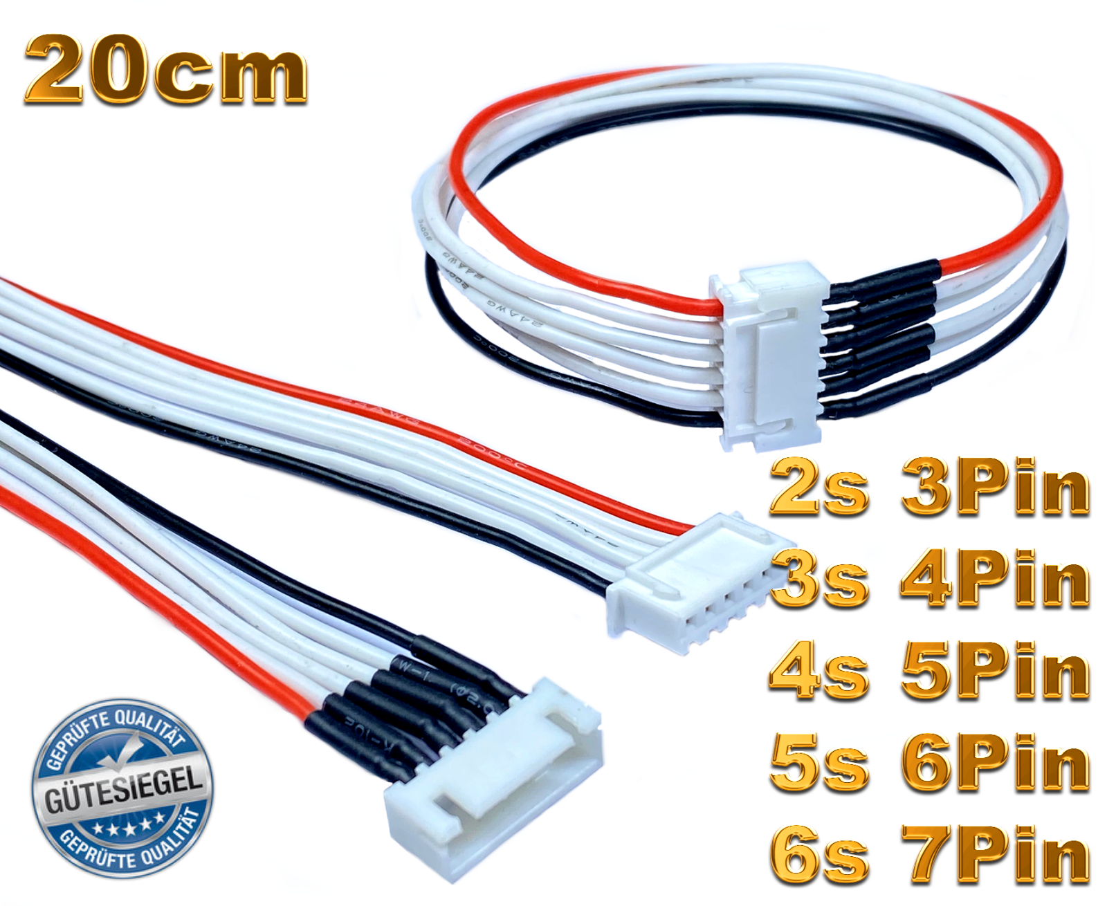 GTIWUNG 15 stuks JST-XH 2S/3S/4S/5S/6S balansadapters, lipo-balanskabel, verlengkabel, batterij-balance-oplader, kabel, 22 AWG compensatiekabel, RC- accessoires