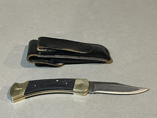 Vintage Buck 110 Folding Knife 2 Dot 2 Pin & Original Sheath 1972-86 RARE - Picture 6 of 12