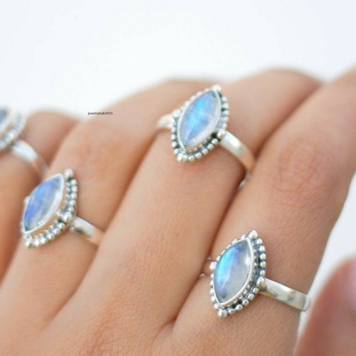 Rainbow Moonstone Ring Solid 925 Sterling Silver Ring Handmade Ring Size All EE3