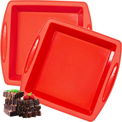 Silikon Brownie Backform 20x20cm 2 Antihaft Backformen Griffen