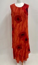Doris Streich German Designer Red Poppy Print Layered Dress Size 38 / UK 12 NWOT