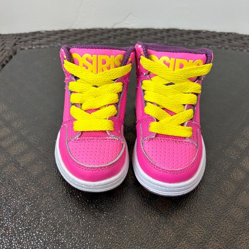 Osiris Toddler Girl's Leather Lace Up Hi Top Casual Skater Sneakers Pink Size 6 - Picture 3 of 9