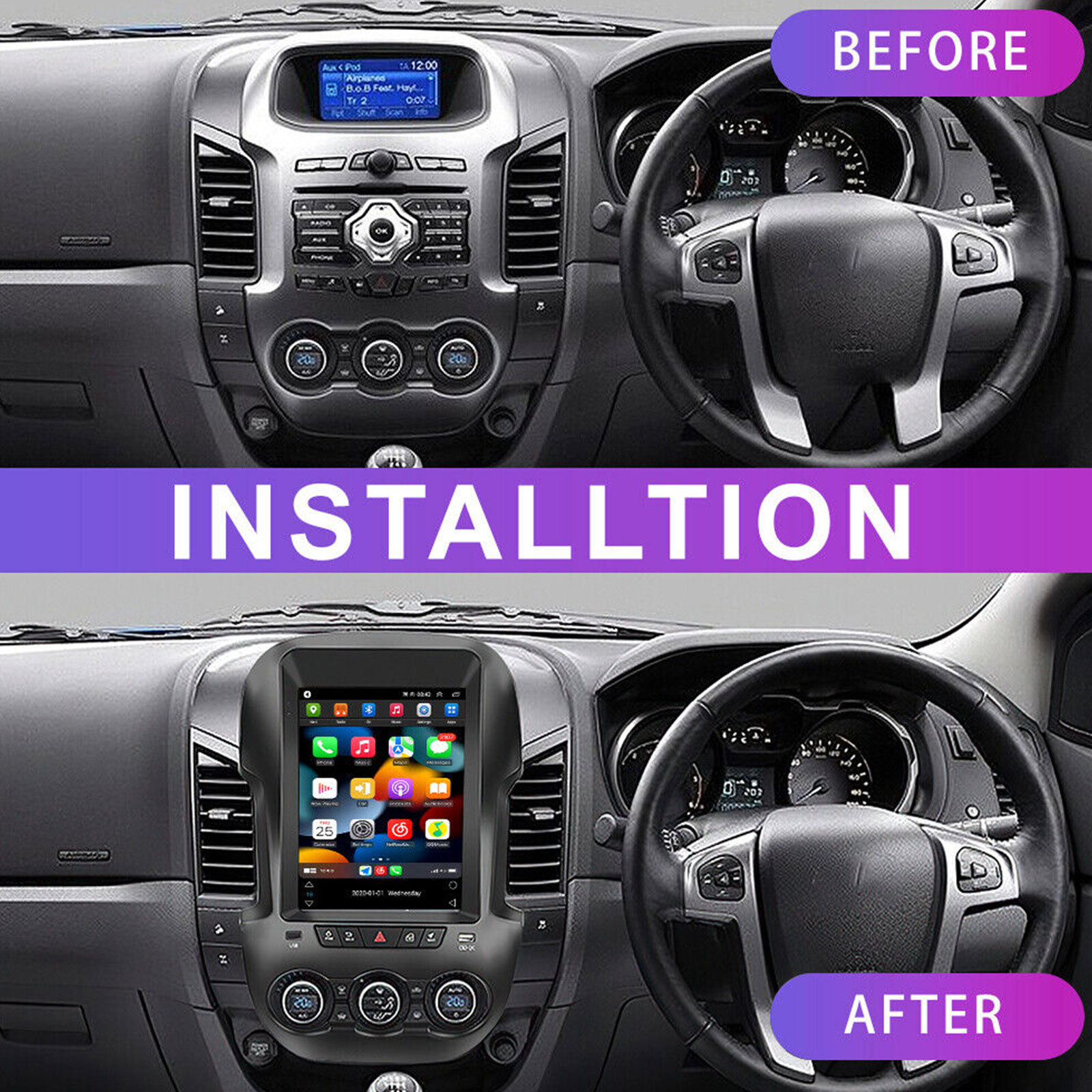 9.7" Stereo Radio GPS Navi Carplay WiFi Android12 For Ford Fusion