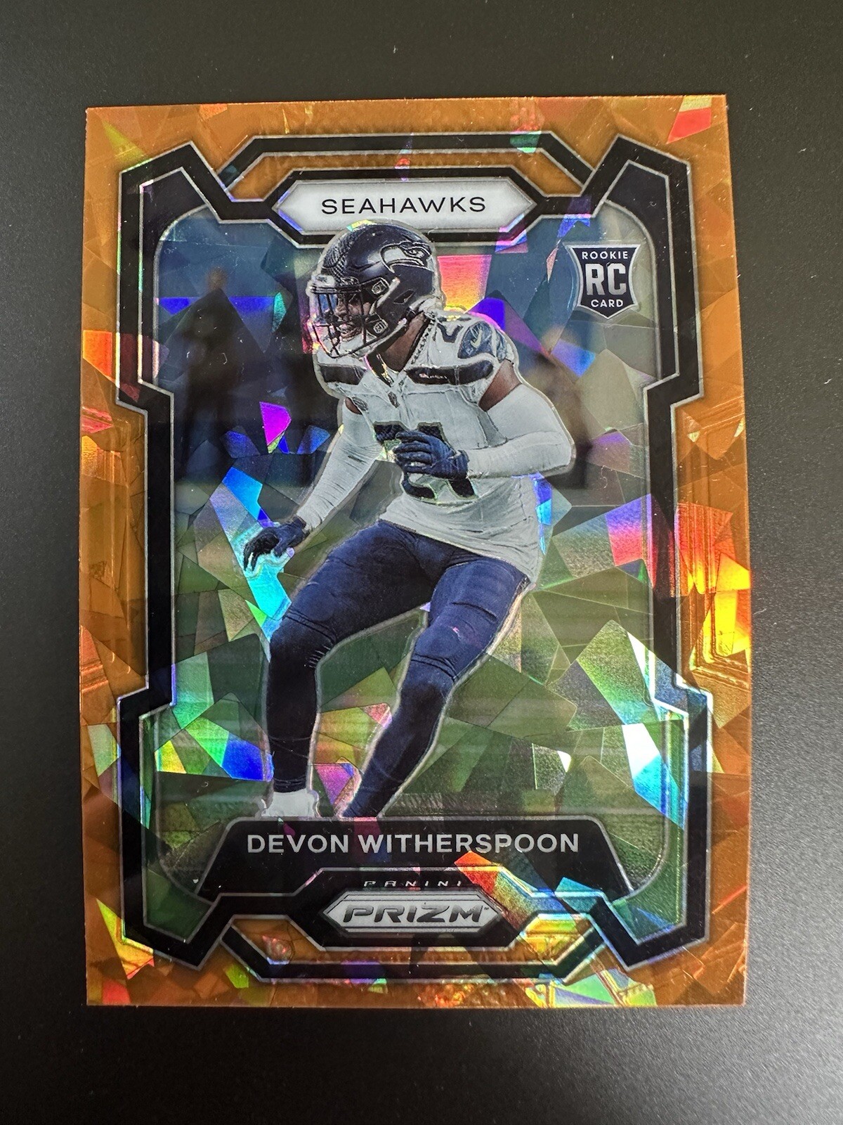 2023 Panini Prizm Devon Witherspoon Orange Cracked Ice #389 Seattle Seahawks RC