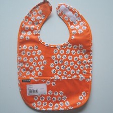 Marimekko Puketti Baby Bib orange Annika Rimala coated fabric