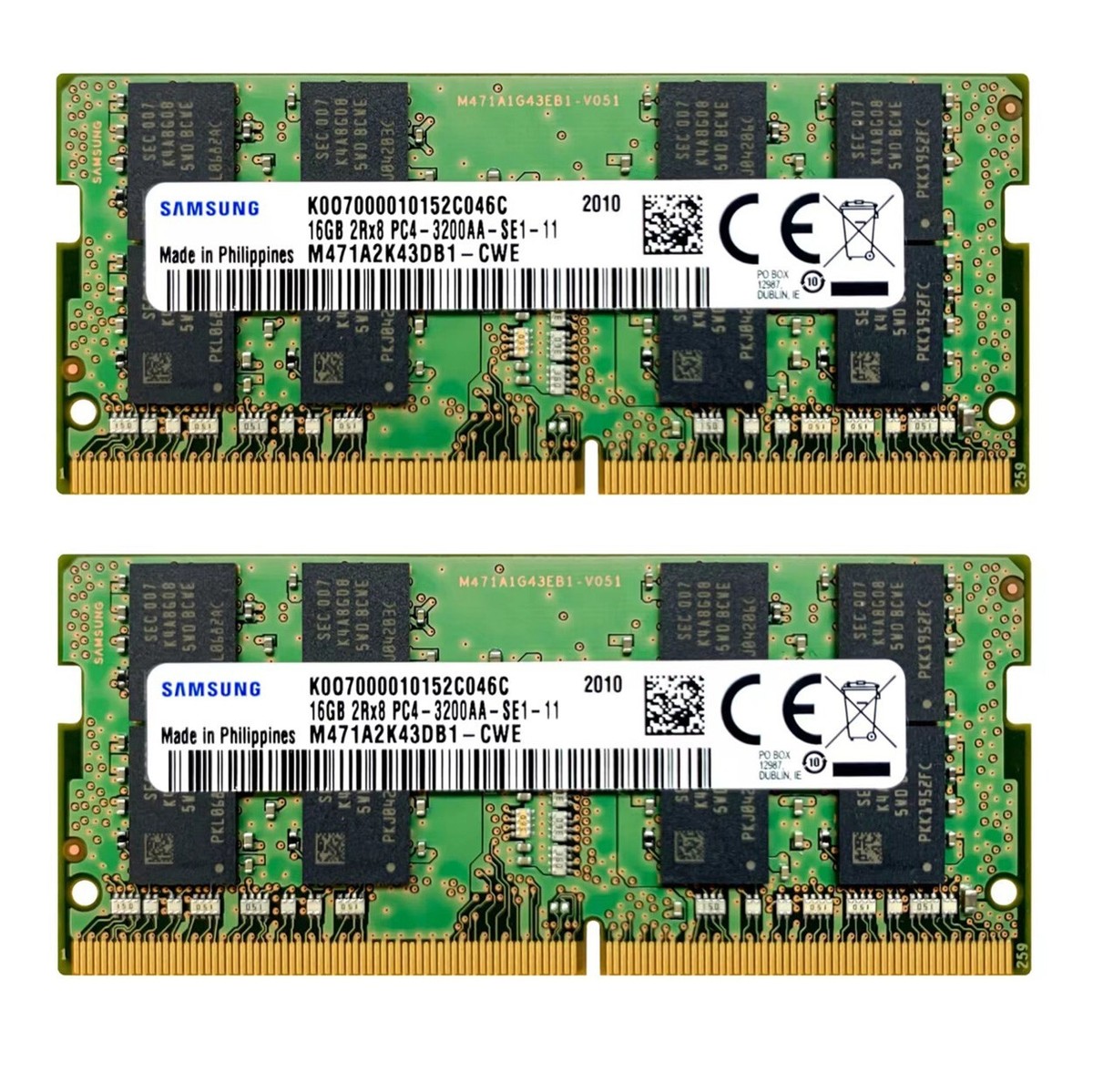 Samsung 32GB (2X16GB) DDR4 3200MHz PC4-25600 SODIMM Memory Ram