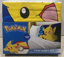Pokemon Pikachu Bolt 3 Piece Microfiber Twin Bedding Sheet Set Pillowcase Kids