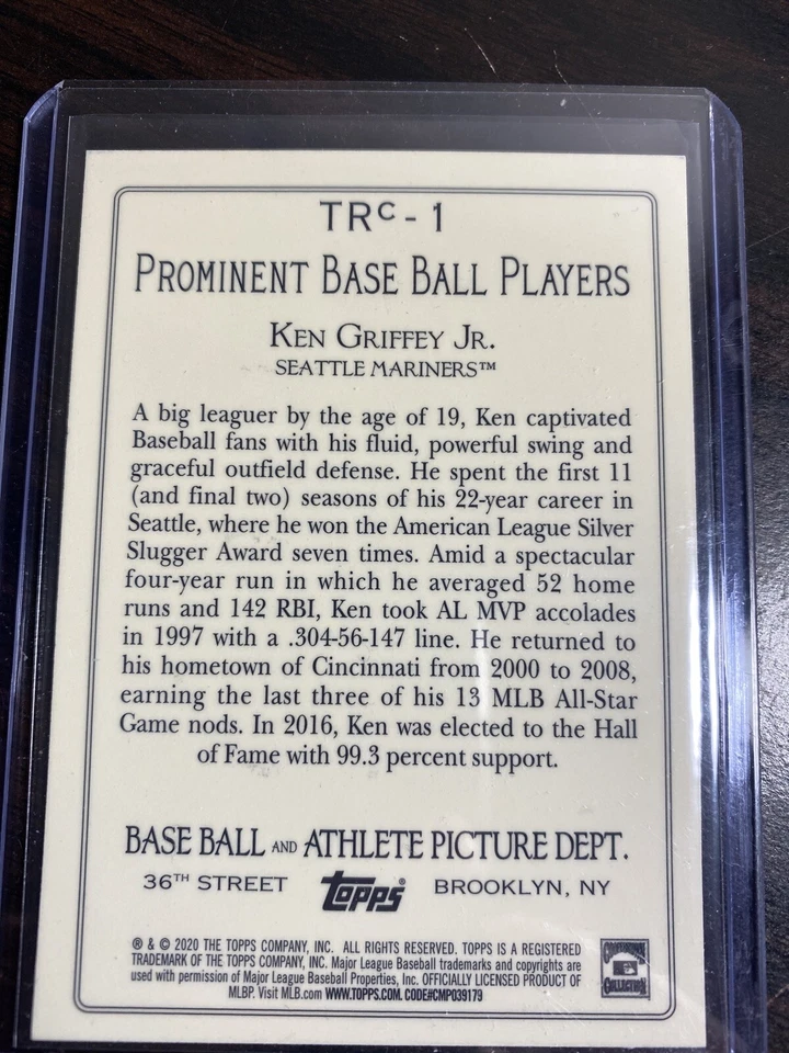 2020 Topps Series 2 Ken Griffey Jr. Turkey Red Chrome TRC-1 - Image 2 of 2