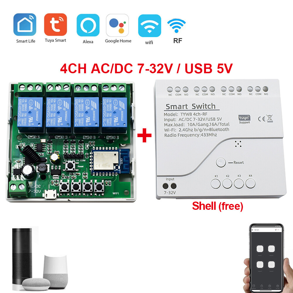 Tuya Smart WiFi Motor Light Switch Module 5V 12V 32V 220V 2/4CH