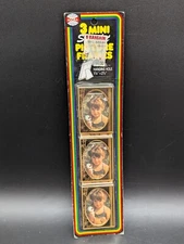 VTG Agora Mini Snapshot Picture Frames New Old Stock Set of 3 Black Gold Bamboo