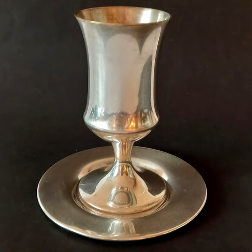 Vintage Shabbat Kiddush Silver Plated/Richard SD 999 Marked Cup Saucer Nice 145g - Picture 2 of 22
