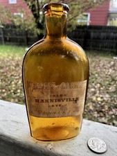 skinner & russel Rare whiskey elmira ny Yello/Amber 1/2 Pint Flask