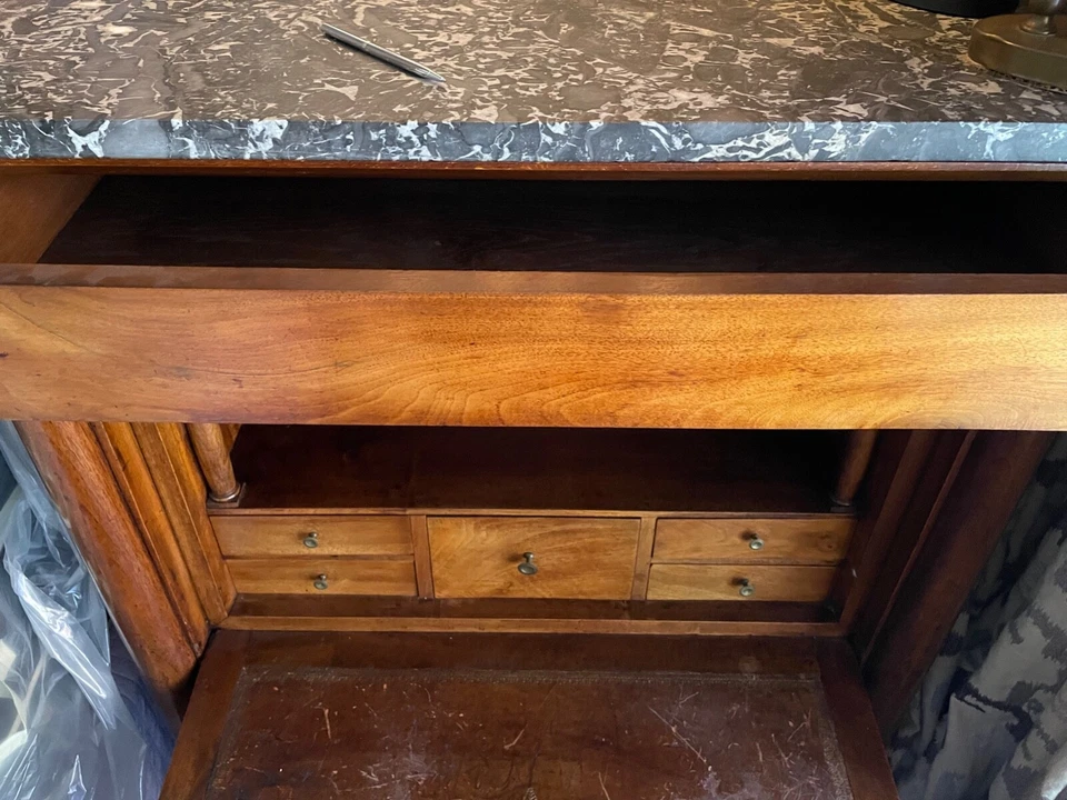  Secretaire a Abattant circa 1810 Antiguo Imperio Francés Ormolu Montado Caoba  Foto 3 de 4