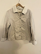 Kim Rogers Coat Ladies Large Beige Fleece Lined Jacket Collar Button