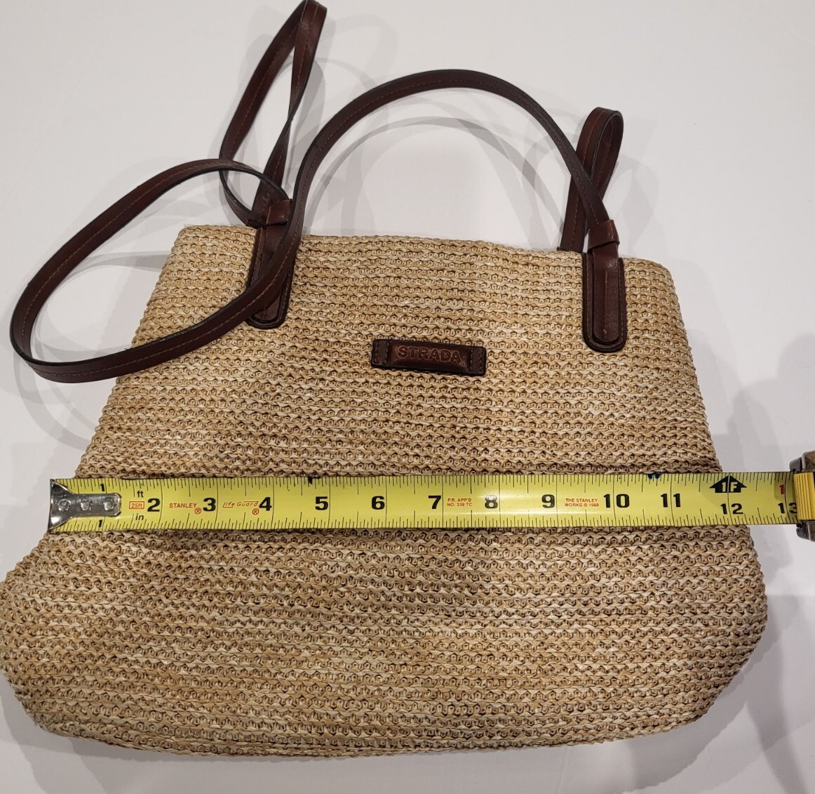 Strada Tan Brown Straw Basket Weave Handbag Purse Hobo eBay