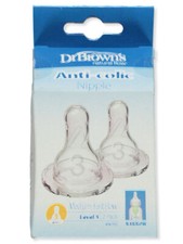 Dr. Brown's Baby 2-Pack Anti-Colic Nipples Level 1 - clear, one size
