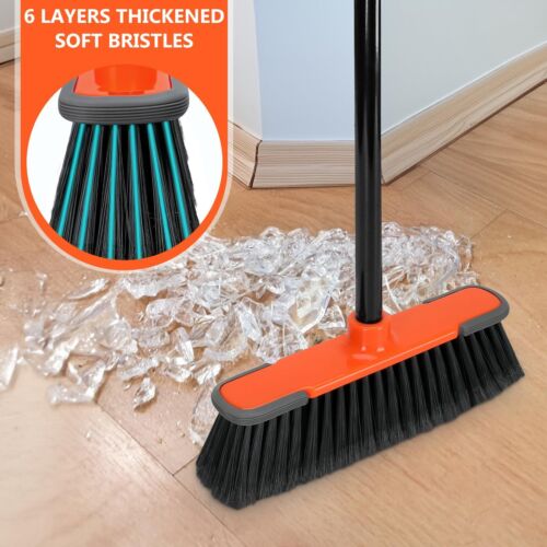 Broom For Sweeping Indoor 54''long Handle Soft Bristle Broomsindoor Broom For Fl - Picture 4 of 6