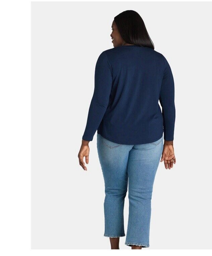 Terra & Sky Women's Plus Dark Navy Long Sleeve Soft Core Shirt Size 5X (32W-34W) - Picture 3 of 14