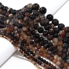 Natural Stone Brown Stripe Agate Round Spacer Beads Jewelry Making 4 6 8 10 12mm