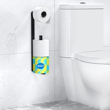 Matte Black Toilet Paper Holder Wall Mount Self Adhesive Storage for 3 Roll