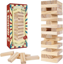 Tumble Tower Game for Kids and Adults, 54Pcs Wooden Board Stacking Game for Fami