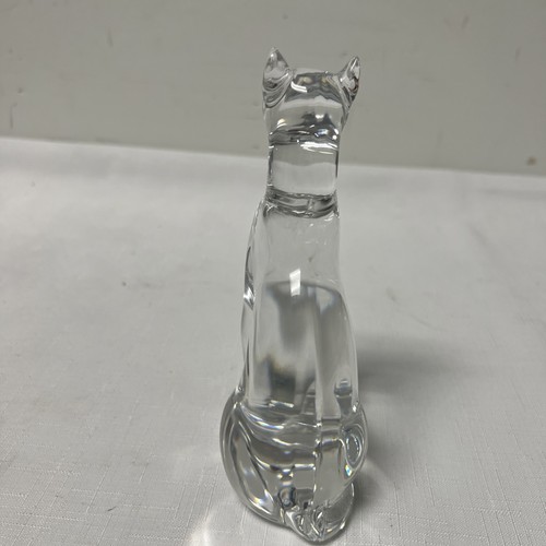 Vtg Baccarat France Crystal 6.5” Sitting Cat Figurine Etch Signed Handmade 22oz - Picture 9 of 15