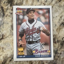 1991 Topps Dave Justice Atlanta Braves #329 All-Star Rookie Baseball Card MLB
