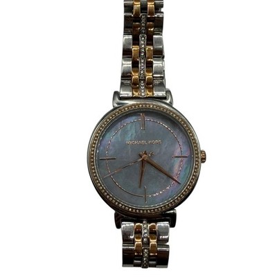 Michael Kors Women's Two-Tone Gold Silver Mother of Pearl Crystal Watch MK-3642