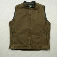 Arborwear Vest Mens Large Brown Canvas Duck Sherpa Fleece Lined Zip Pockets