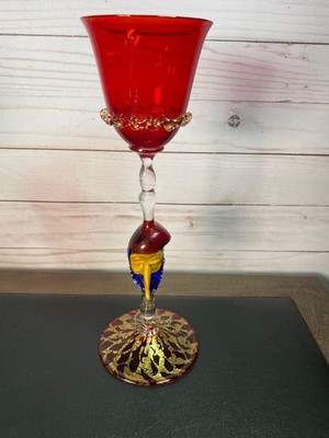 Lucio Bubacco Venetian Art Glass Figural Masquerade Goblin Dwarf Stem Goblet 10 
