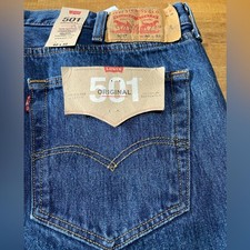 Levi's Men's Dark Blue 501 Straight Jeans 40/32 button-fly