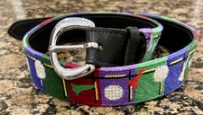 Golf Themed Needlepoint Belt Size 29 Inch