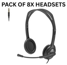 8X Logitech H111 Wired Stereo Headset With Mic 3.5mm Jack PC Mac Chrome Laptop