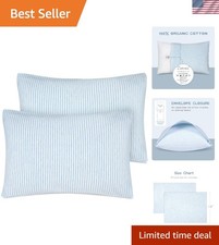Organic Cotton Toddler Pillowcase Set - 2 Pack, Envelope Closure for Safety
