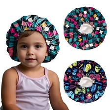 2 PCS Kids Bonnets for Girls Boys Satin Silk Hair Bonnets Double Layer Elasti...