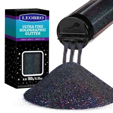Black Glitter, 180g/6.35oz Extra Fine Holographic Glitter for Crafts, Resin, ...