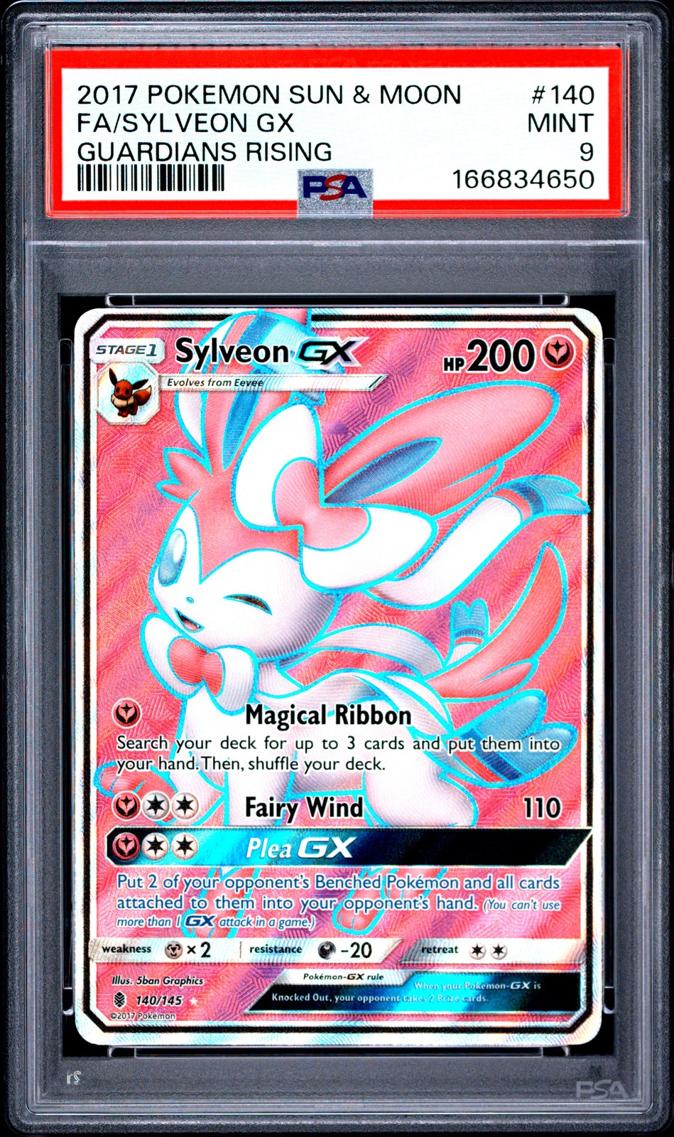 2017 POKEMON SUN & MOON GUARDIANS RISING #140 FULL ART/SYLVEON GX PSA 9